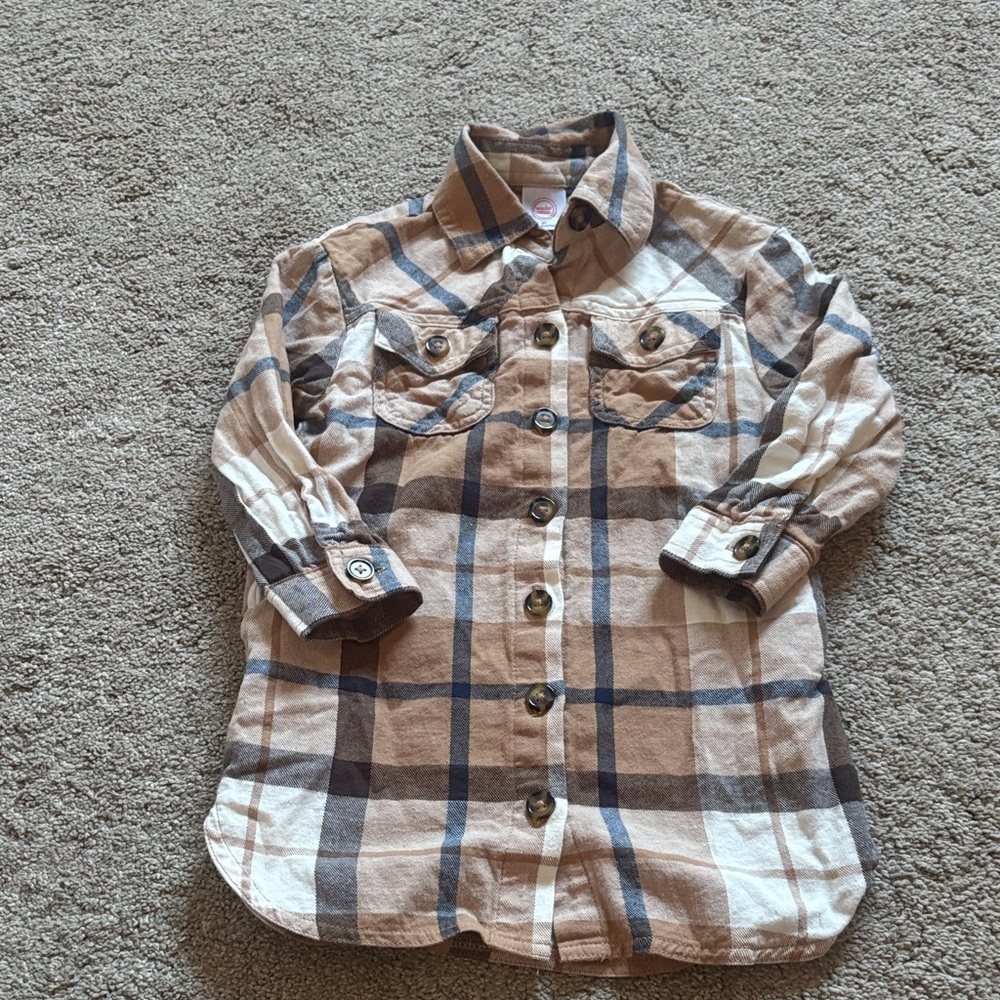 Wonder Nation Kids Plaid dress - Beige and Brown